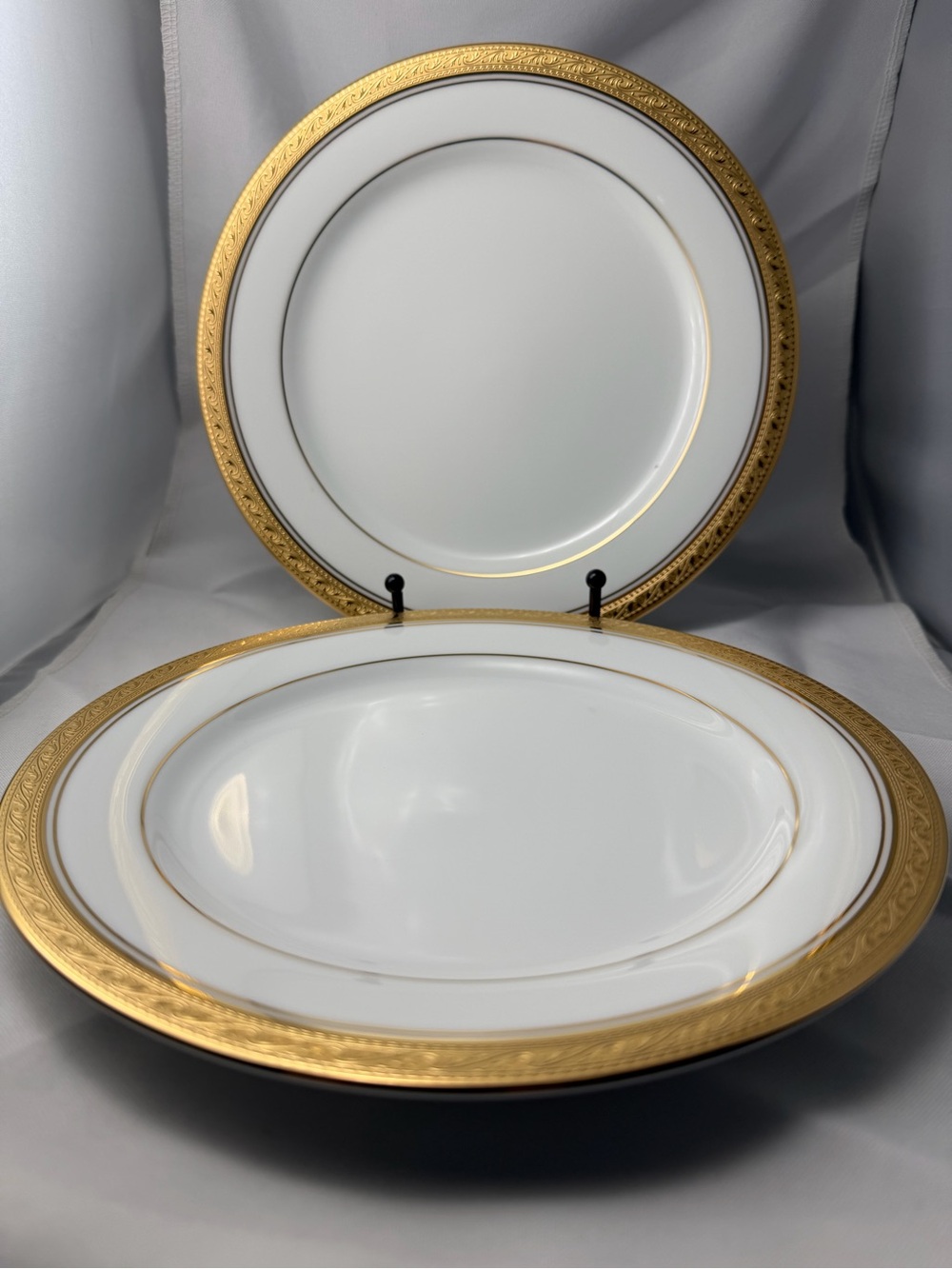 NORITAKE Two NEW Crestwood Gold Salad Plates - 8.25 inch width.